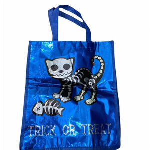 Kids blue trick or treat tote bag